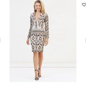 Mossman The Affirmation Embroidered Sheath Dress Paisley Floral Aztec Pink